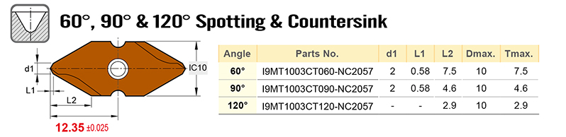 60 90 and 120 deg spotting and countersink