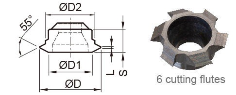 Tapered pipe threading mill insert type 55 degree