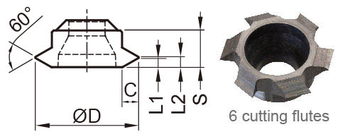 deburring mill insert type 60 degree