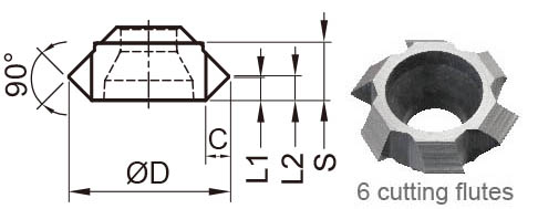 deburring mill insert type 90 deg