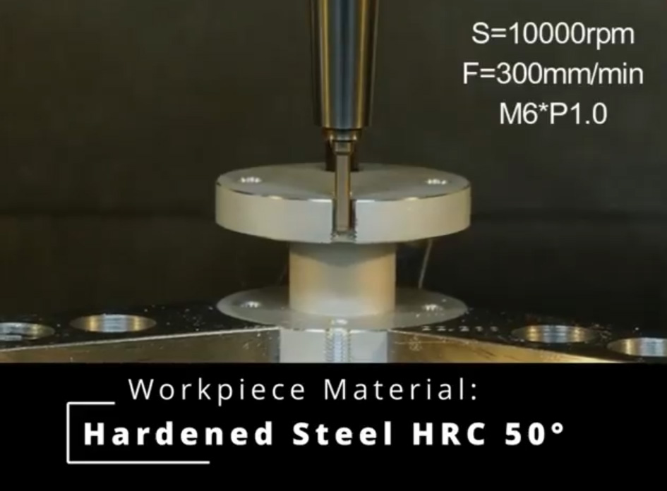 Threading of hardened materials by Nine9 MCC threading mill