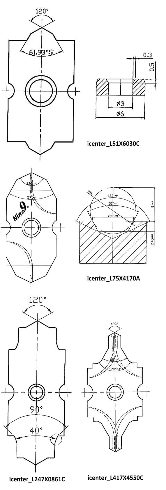 Custom form about carbide insert of center drill_example 04